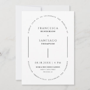 Invitation photo blanc minimal Arch QR Code Mariag