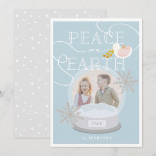 Invitation Photo Blue Christmas Card du Globe de neige
