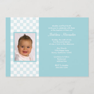 Invitation photo Blue En vichy