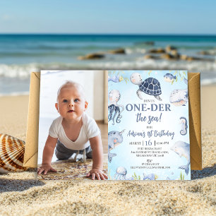 Invitation Photo Blue Sea Turtle One der The Sea 1er annivers