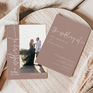 Invitation Photo Boho moderne Desert Mauve Mariage