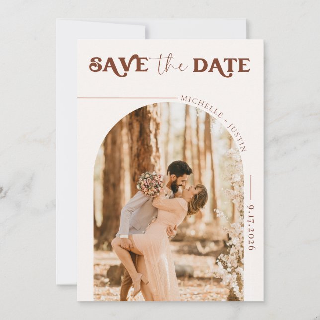 Invitation Photo Boho | Moderne Enregistrer la date Invitatio (Devant)