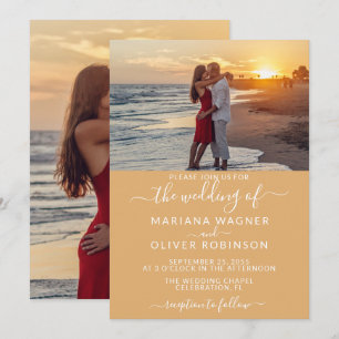 Invitation Photo Boho Yellow Mariage