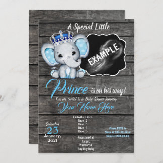 Invitation photo Boy Elephant Ultrasound Bleu