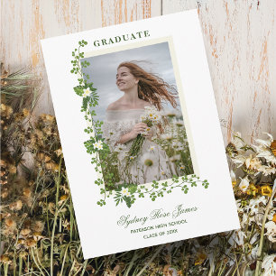 Invitation Photo Branches tropicales & Fleurs blanches Diplôm