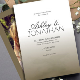 Invitation Photo Brown moderne Gras & Minimaliste Mariage