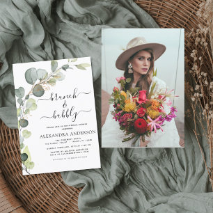 Invitation Photo Brunch & Fête des mariées Bubbly Eucalyptus