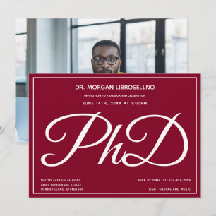 Invitation Photo Burgundy Fête de l'obtention du doctorat