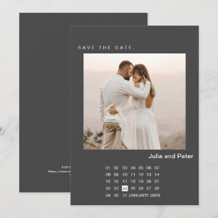 Invitation Photo & Calendrier Moderne Enregistrer La Date