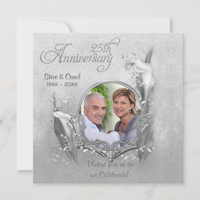 Invitation photo Calla pour les 25 ans de mariage (Devant)