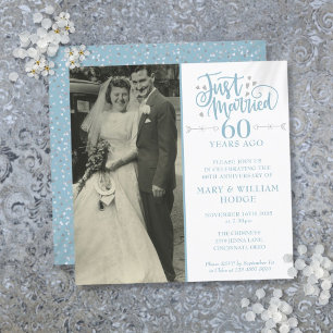 Invitation Photo carré de mariage pour les 60 ans de mariage