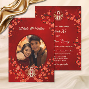 Invitation Photo Cherry Blossom Mariage chinois