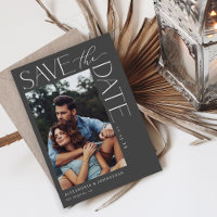 Photo chic design mod Enregistrer la date 2 gris f