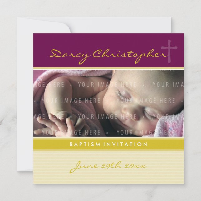 Invitation PHOTO CHRISTENING INVITES : faith 1SQ (Devant)