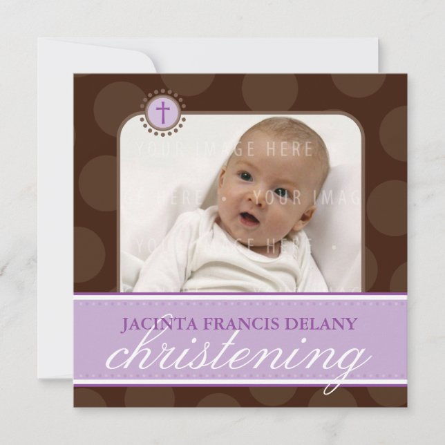 Invitation PHOTO CHRISTENING INVITES : polkadot 7SQ (Devant)