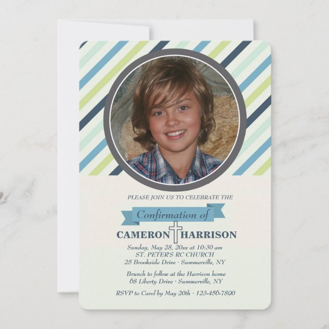 Invitation photo Classy Stripe (Devant)