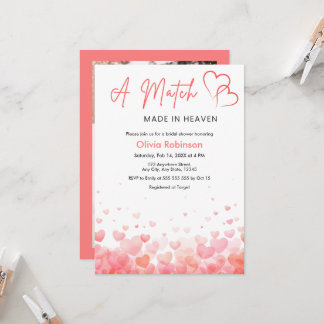 Invitation Photo coeurs Un mariage fait au ciel Baby Shower d