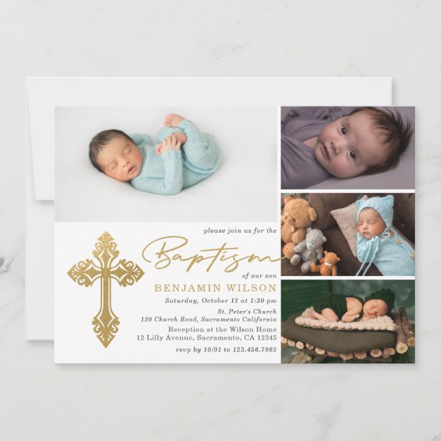 Invitation Photo Collage Baptême (Devant)