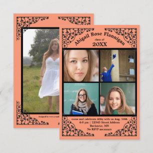 Invitation Photo Collage Dentelle de corail - 3x5 Grad Faire-
