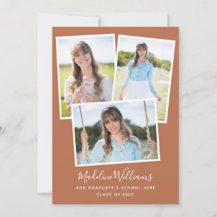 Invitation Photo Collage Earthy Rust Graduation
