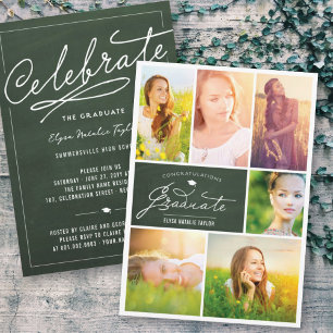 Invitation Photo Collage Graduate Chalkboard Graduate Party
