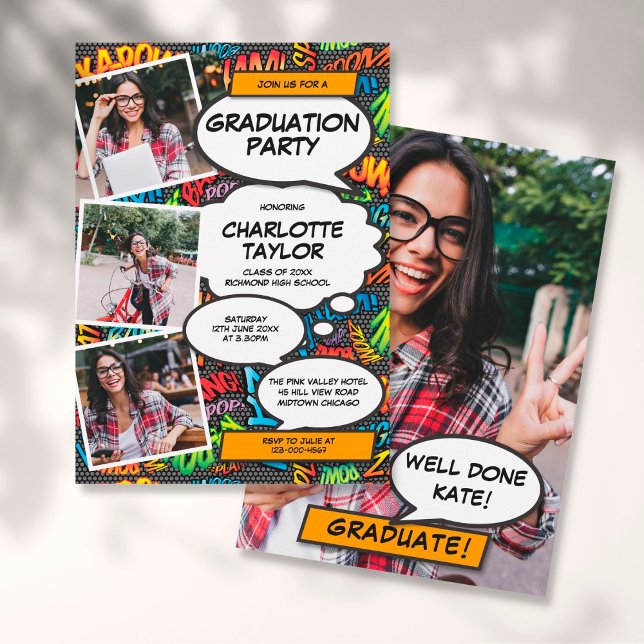 Invitation Photo Collage Modern Fun Graduation Party (Créateur téléchargé)