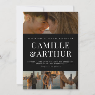 Invitation Photo Collage moderne Élégant Mariage élégant