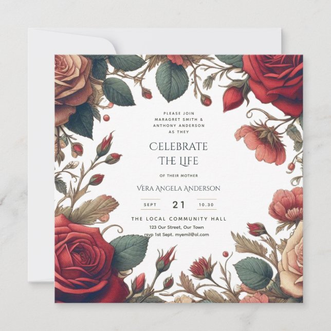 Invitation PHOTO commémorative de la fête de la vie des Roses (Devant)