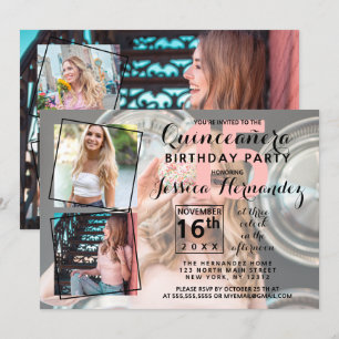 Invitation Photo Cool moderne Collage Sweet Quinceañera