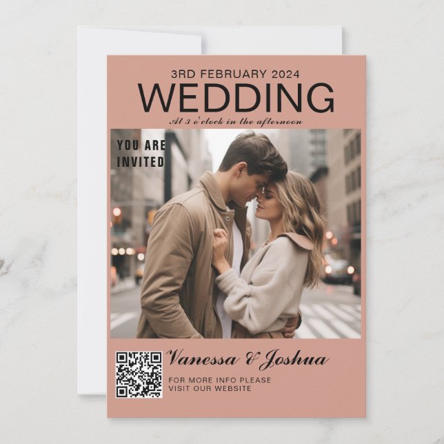 Invitation Photo Couverture Magazin Code QR Mariage (Devant)
