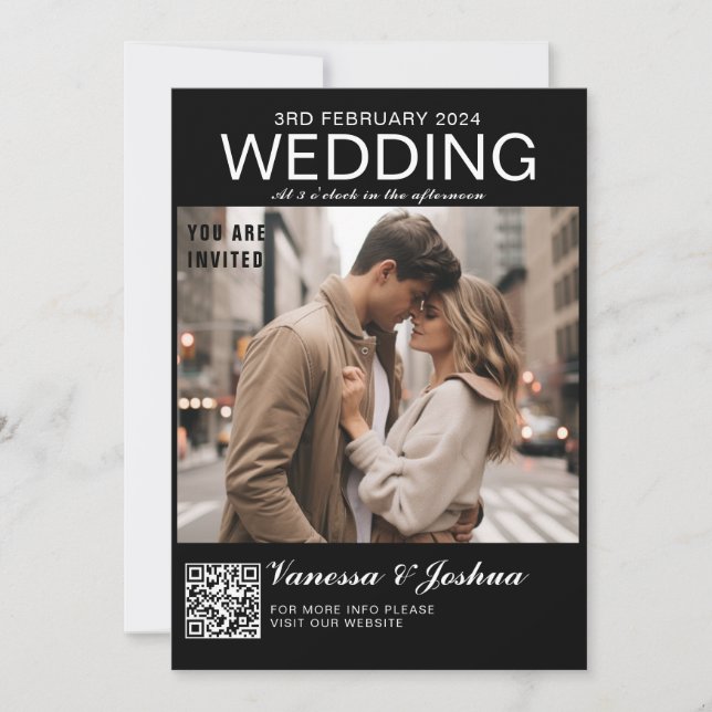 Invitation Photo Couverture Magazin Code QR Mariage (Devant)