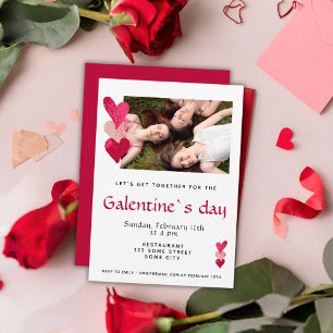Invitation Photo d'amie au cœur rose pour la Galentine's Day
