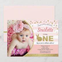 Invitation photo d'anniversaire 1ère année fille l