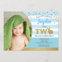 Invitation photo d'anniversaire 2 ans de lapin gar