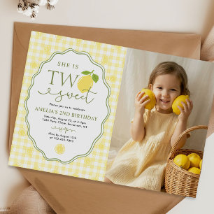 Invitation Photo d'anniversaire 2 ans sur le thème Gingham Le