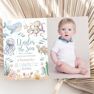 Invitation Photo d'anniversaire 2 ans Under The Sea Animal de