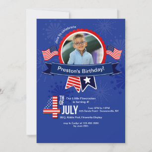 Invitation photo d'anniversaire 4 juillet