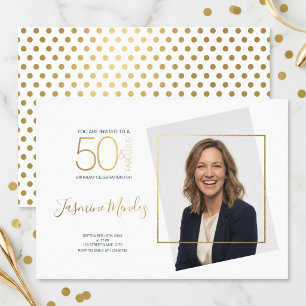 Invitation Photo d'anniversaire 50 ans et fabuleux avec pois