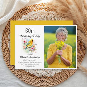 Invitation Photo d'anniversaire 60 ans Vintage Birds Canaries