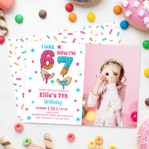 Invitation photo d'anniversaire 67 Six Seven fille
