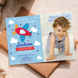 Invitation photo d'anniversaire Avion / Le temps p