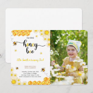 Invitation photo d'anniversaire d'abeille