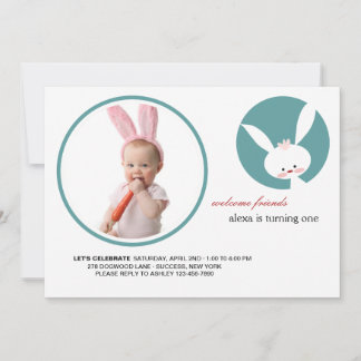 Invitation photo d'anniversaire de Bunny