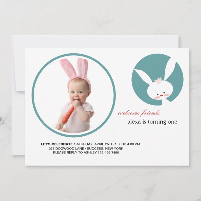 Invitation photo d'anniversaire de Bunny (Devant)