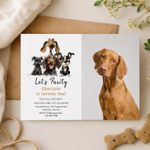 Invitation Photo d'anniversaire de chien Let's Pawty