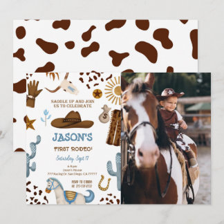Invitation photo d'anniversaire de Cowboy modifiab