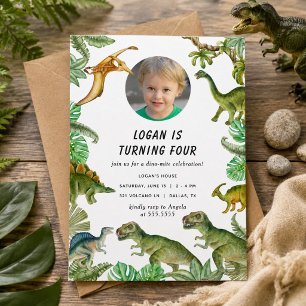Invitation Photo d'anniversaire de dinosaure