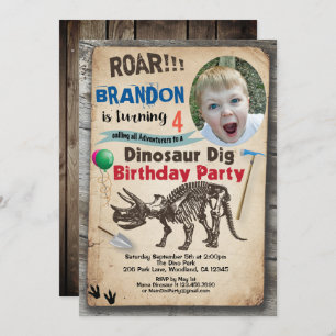 Invitation photo d'anniversaire de Dinosaure réali