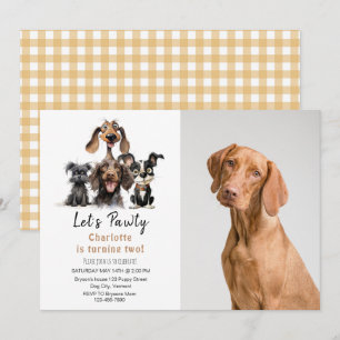 Invitation Photo d'anniversaire de Dog Let's Pawty