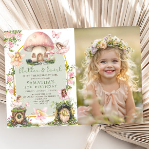 Invitation photo d'anniversaire de fée de la forêt